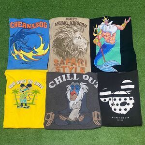 Disney Shirt Bundle Lot 6 Tees Chernabog Mickey Animal Kingdom Rafiki Triton XL